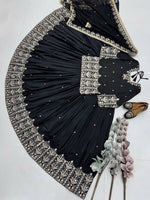 Thumbnail for Teeya Creation New Trendy Heavy Embroidery Sequence Work With Real Mirror Hand Work Lehenga Set- Black - Dista