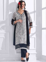 Thumbnail for Anouk Women Floral Printed Kantha Work Pure Cotton Kurta with Trousers & With Dupatta