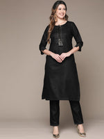 Thumbnail for Anubhutee Women Black Yoke Design Gotta Patti Kurta with Trousers - Distacart