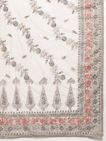 Thumbnail for kasee Grey & Fuchsia Floral Embroidered Net Heavy Work Saree - Distacart