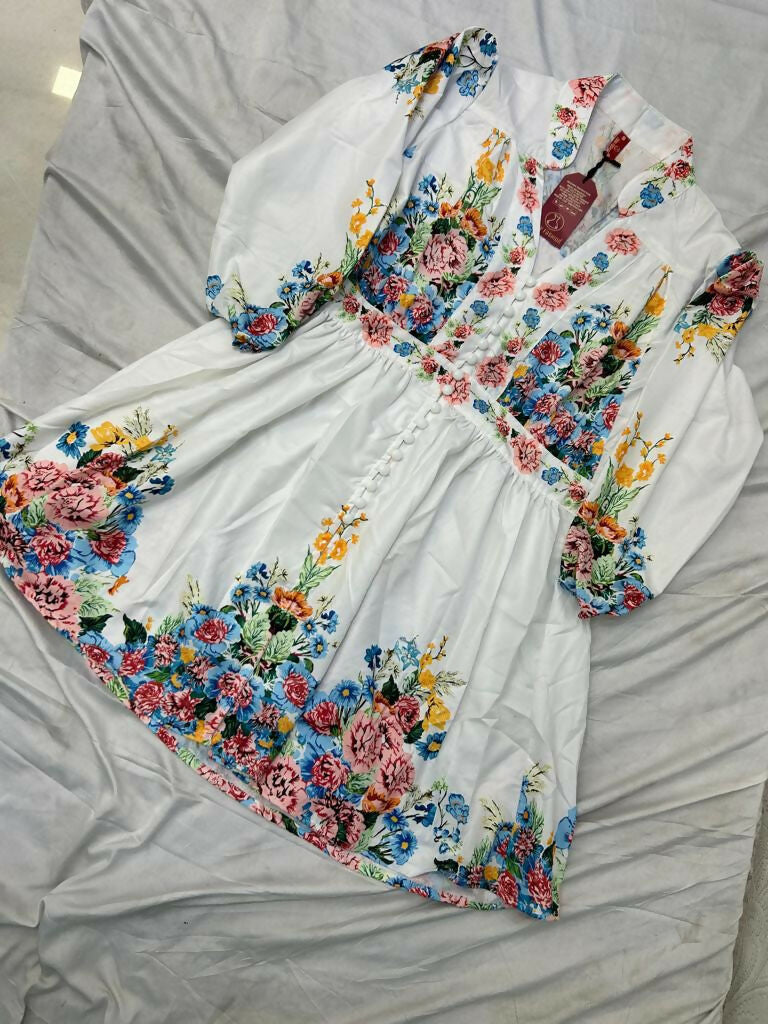 Preksha Creation Women Top Rayon Fabric With Lining With Digital Print - White - Distacart