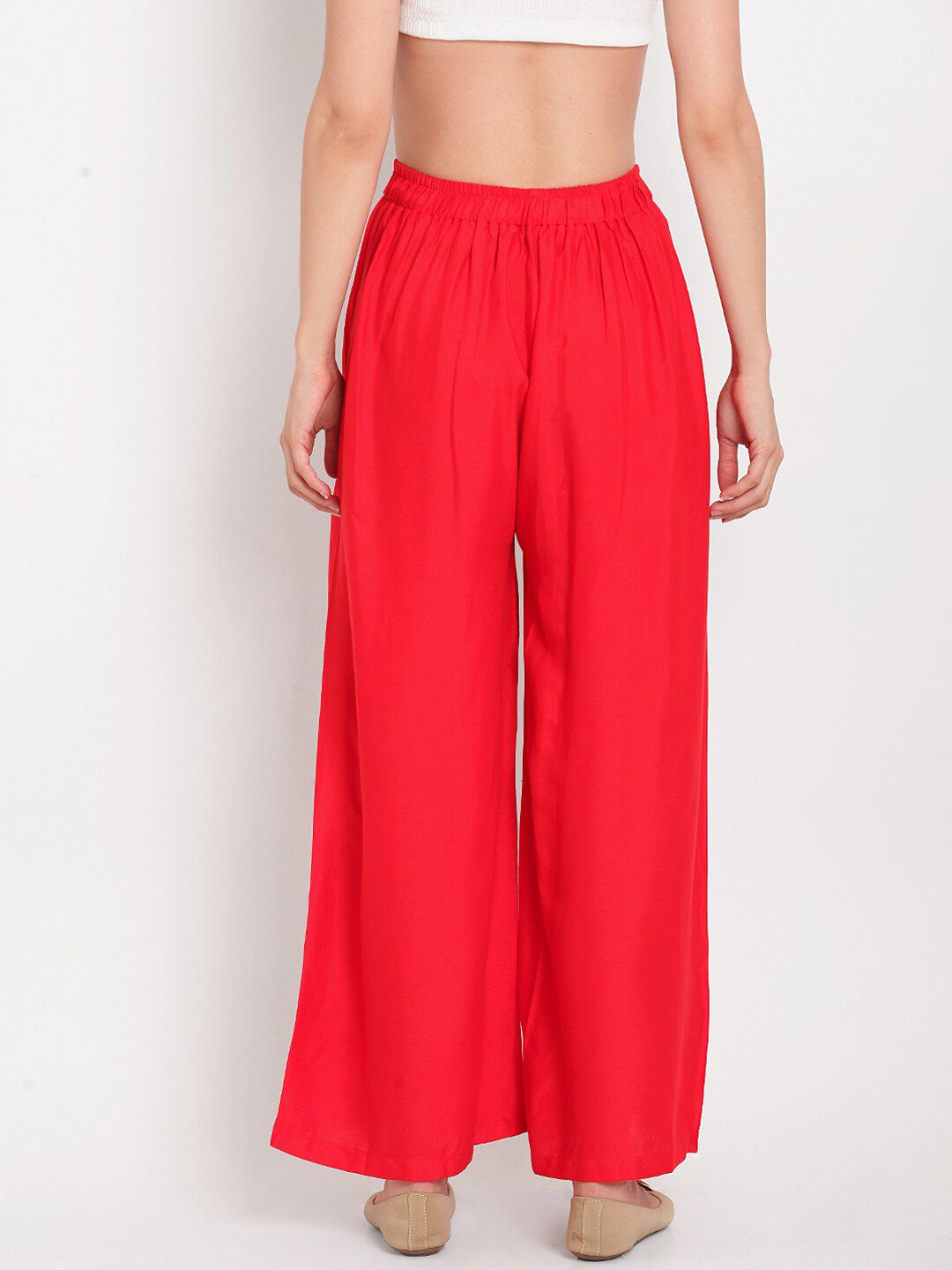 TAG 7 Women Red & Navy Blue Set of 2 Flared Ethnic Palazzos