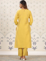 Thumbnail for Ode by House of Pataudi Floral Embroidered Thread Work Straight Kurta with Trousers - Distacart