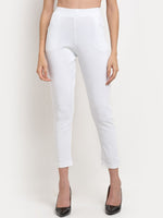Thumbnail for TAG 7 Women White Solid Ankle Length Leggings Pants - Distacart