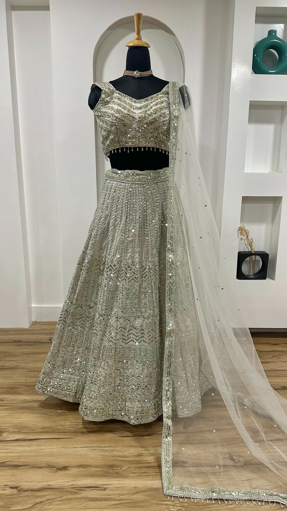 Aastha Fashion Off White Georgette Designer Wedding Wear Lehenga Choli