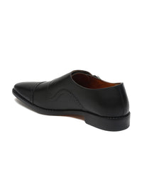 Thumbnail for LOUIS STITCH Men Jet Black Premium Italian Leather Formal Monk Shoes