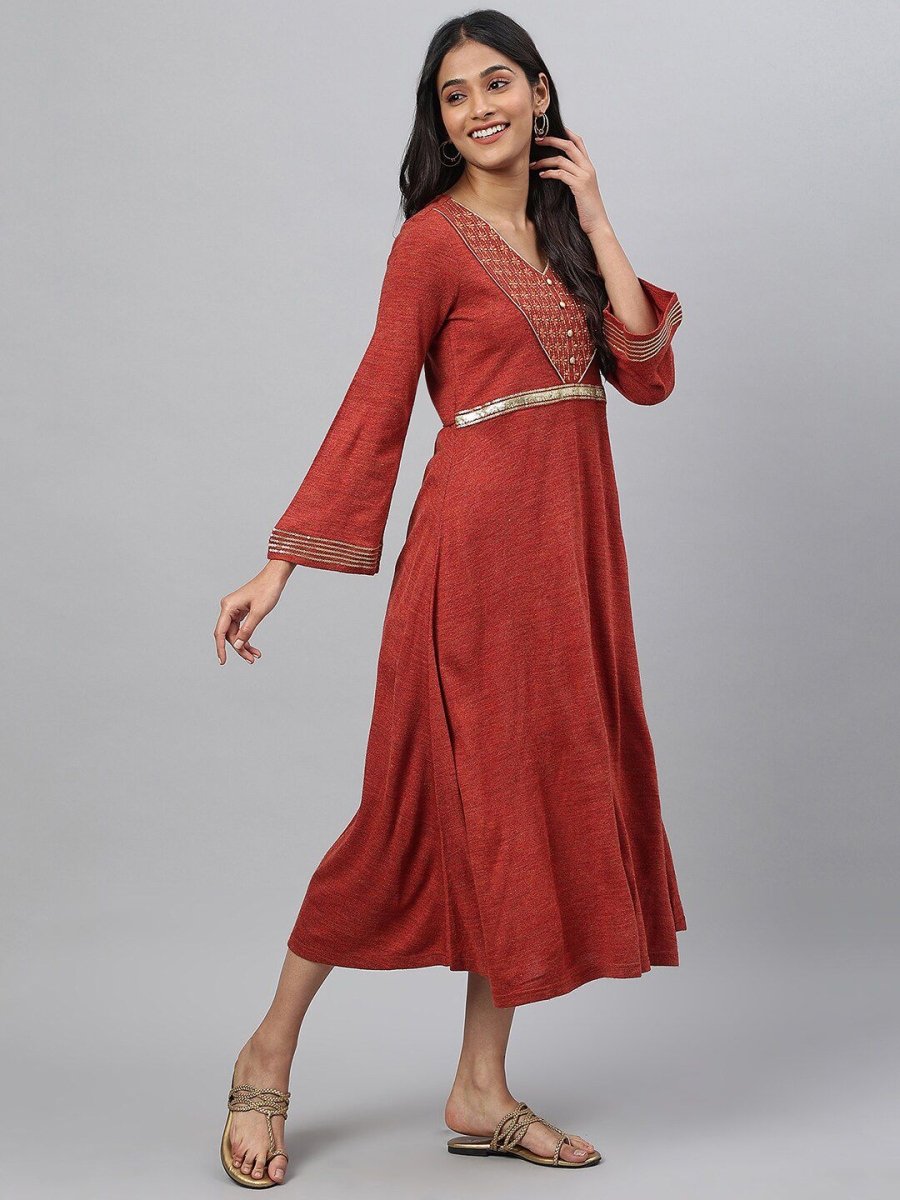 AURELIA Ethnic Motifs Print A-Line Midi Dress