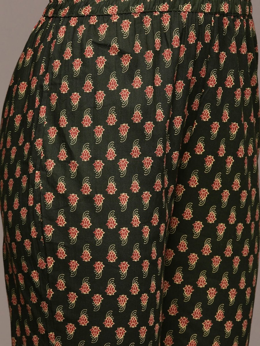 Anubhutee Women Green Ethnic Motifs Printed Pure Cotton Kurta with Palazzos & With Dupatta - Distacart
