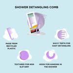 Thumbnail for XO Curls Shower Detangling Comb - Lavender - Dista