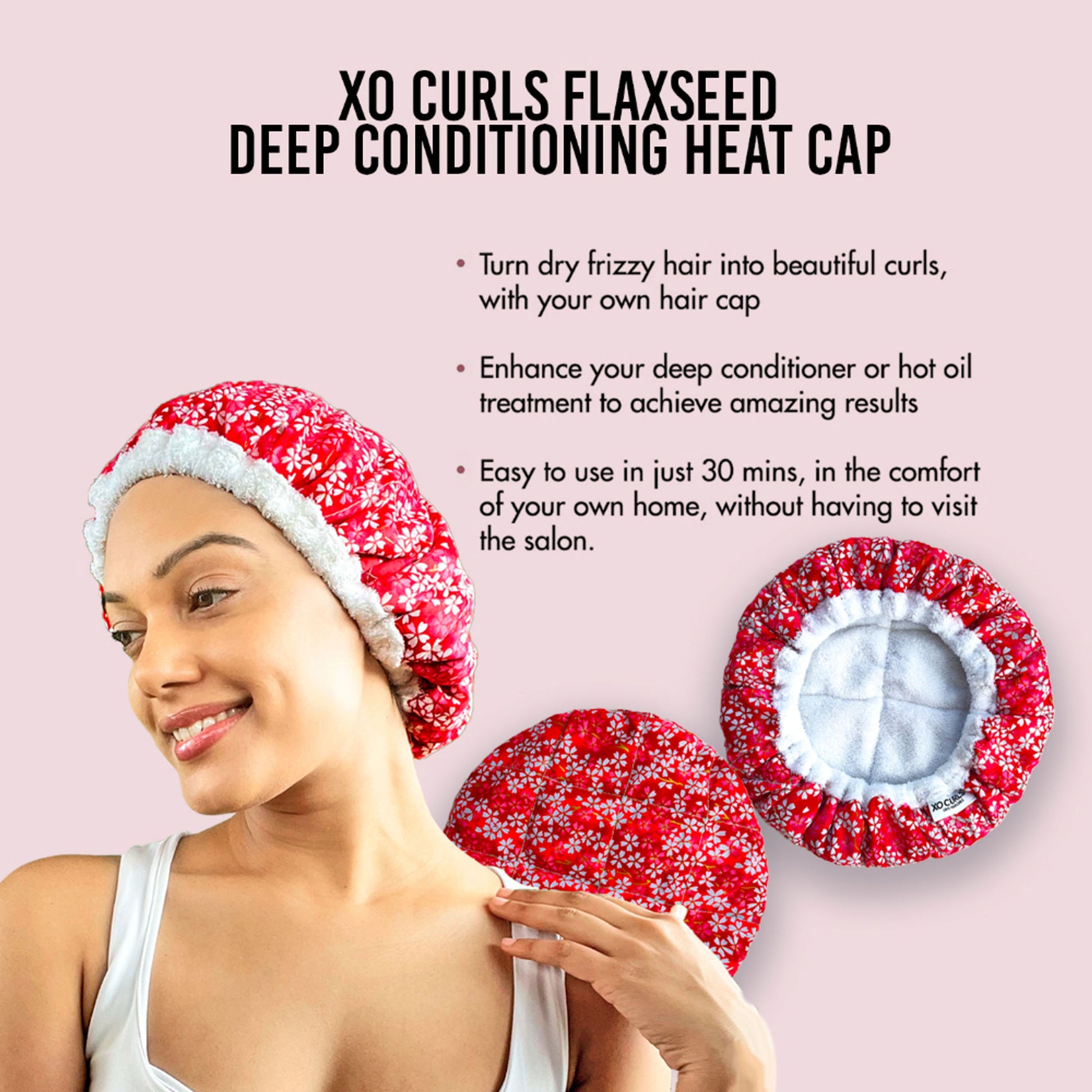 XO Curls Flax Seed Heat Cap For Deep Conditioning - Dista
