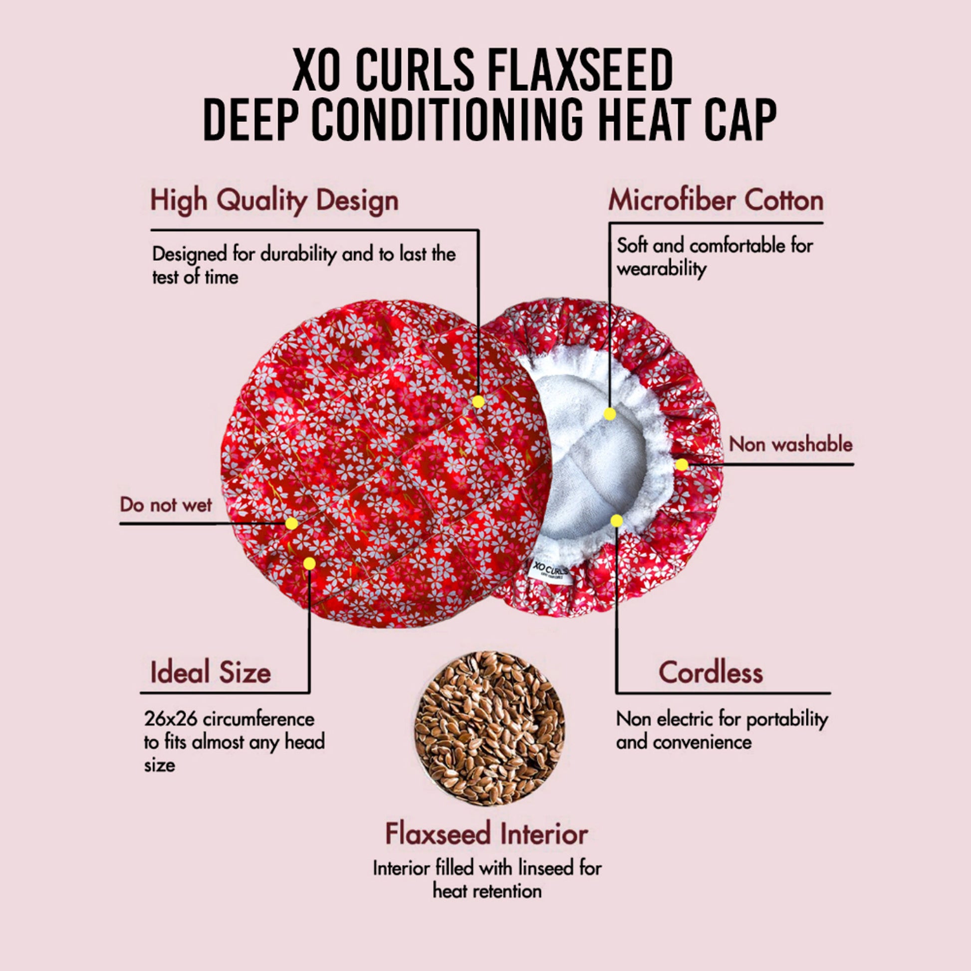XO Curls Flax Seed Heat Cap For Deep Conditioning - Dista