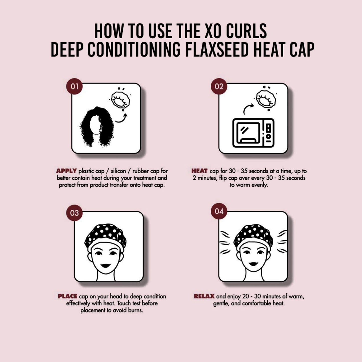 XO Curls Flax Seed Heat Cap For Deep Conditioning - Dista