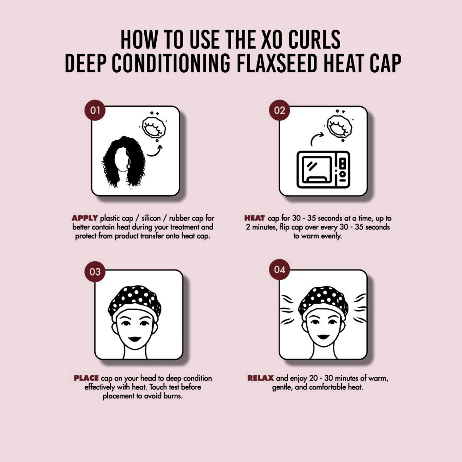 XO Curls Flax Seed Heat Cap For Deep Conditioning - Dista
