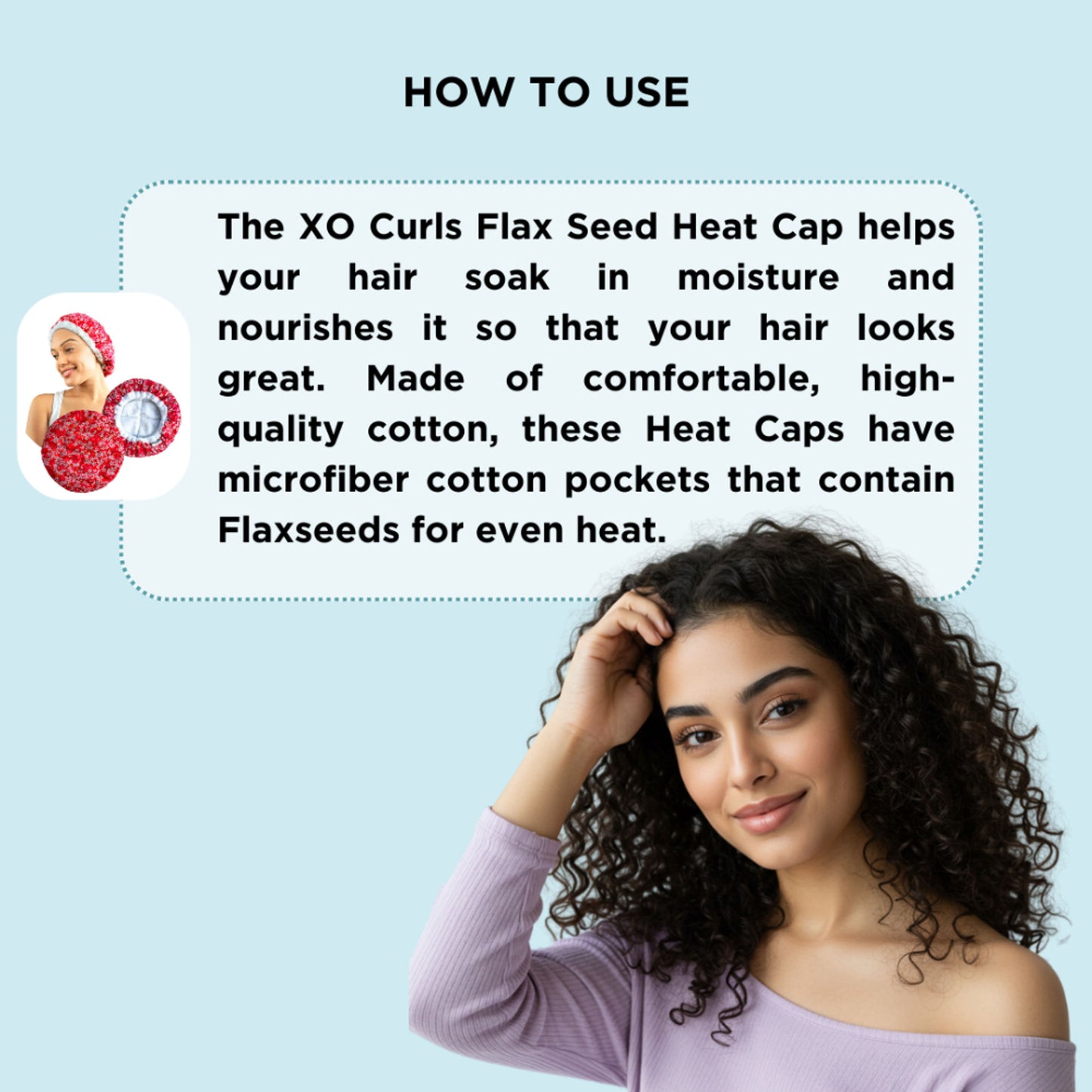 XO Curls Flax Seed Heat Cap For Deep Conditioning - Dista