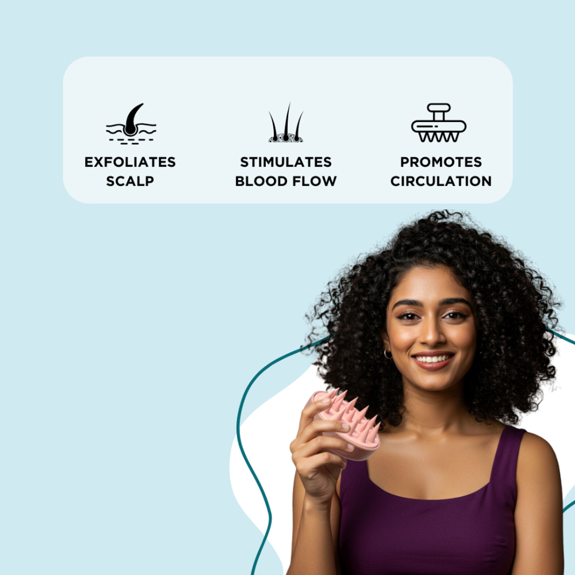 XO Curls Scalp Massaging Shampoo brush - Pink - Dista