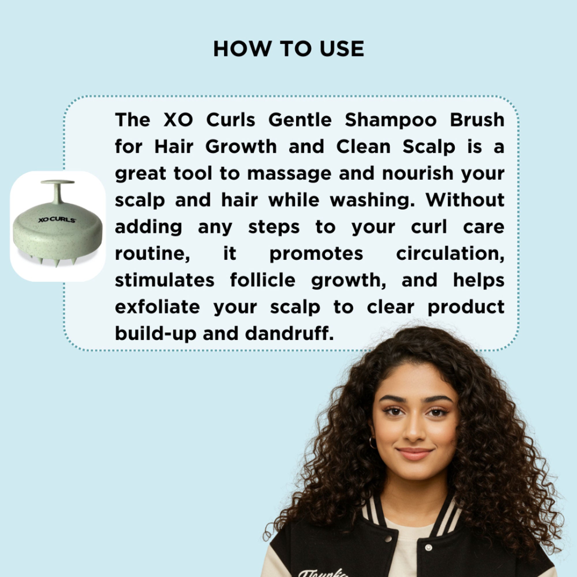 XO Curls Scalp Massaging Shampoo brush - Green - Dista