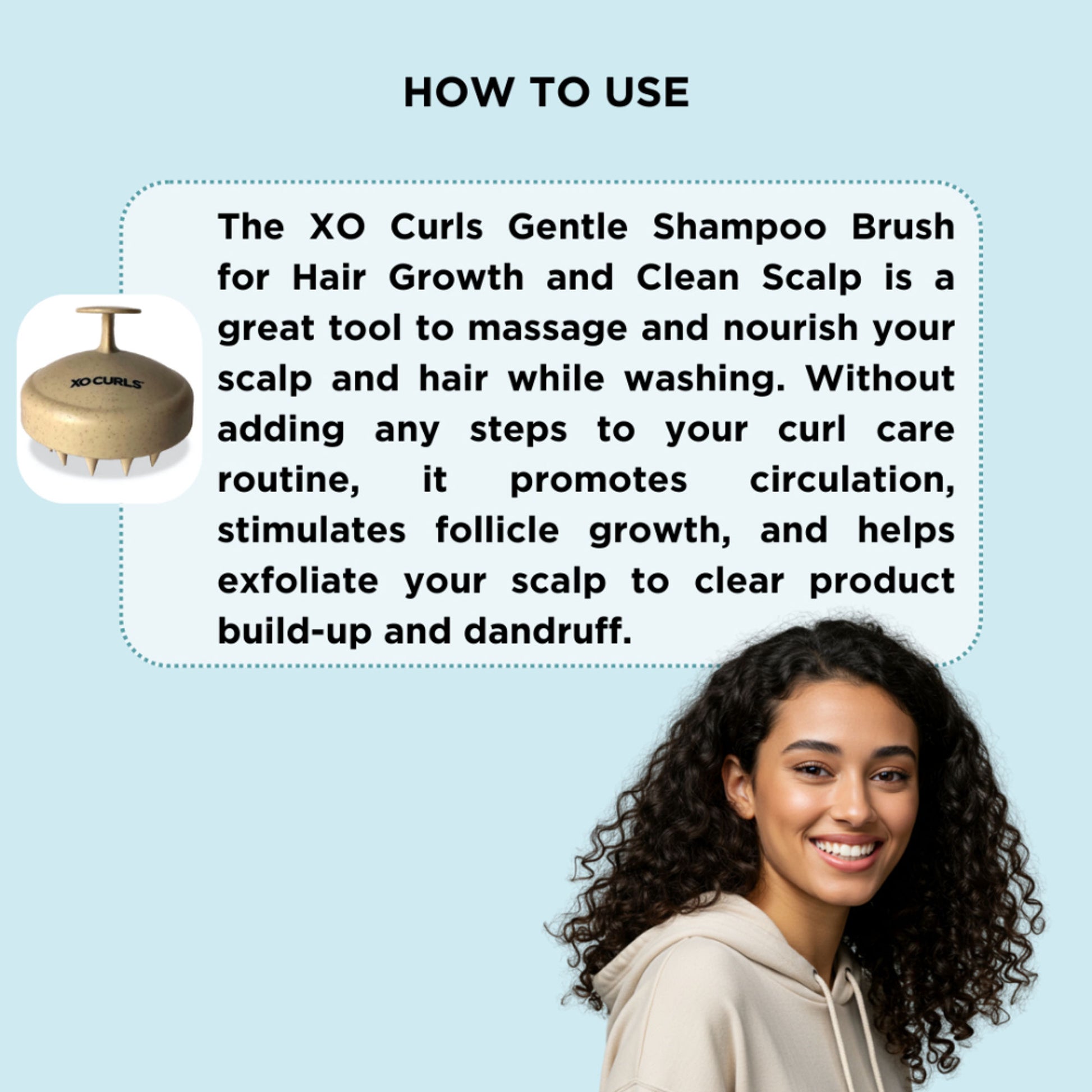 XO Curls Scalp Massaging Shampoo brush - Beige - Dista