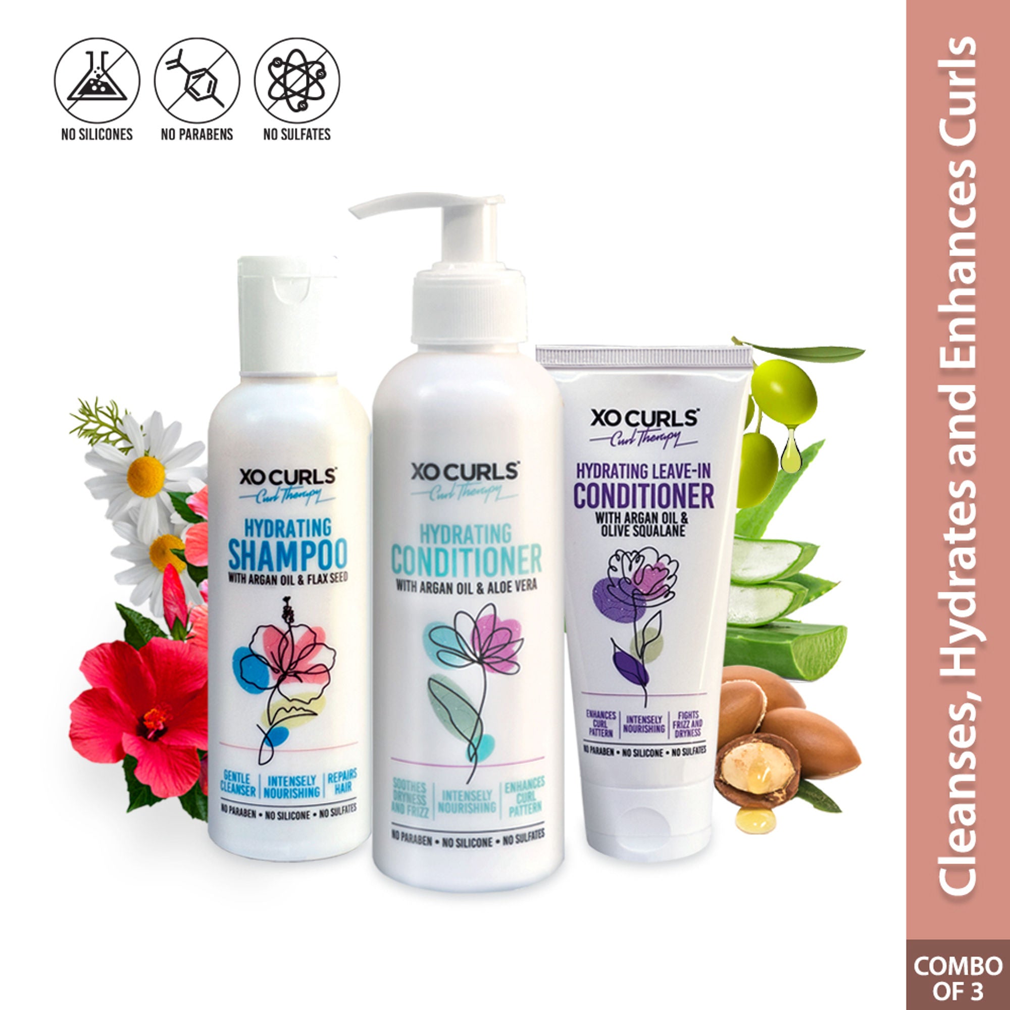 XO Curls Shampoo, Conditioner & Leave-In Conditioner Combo