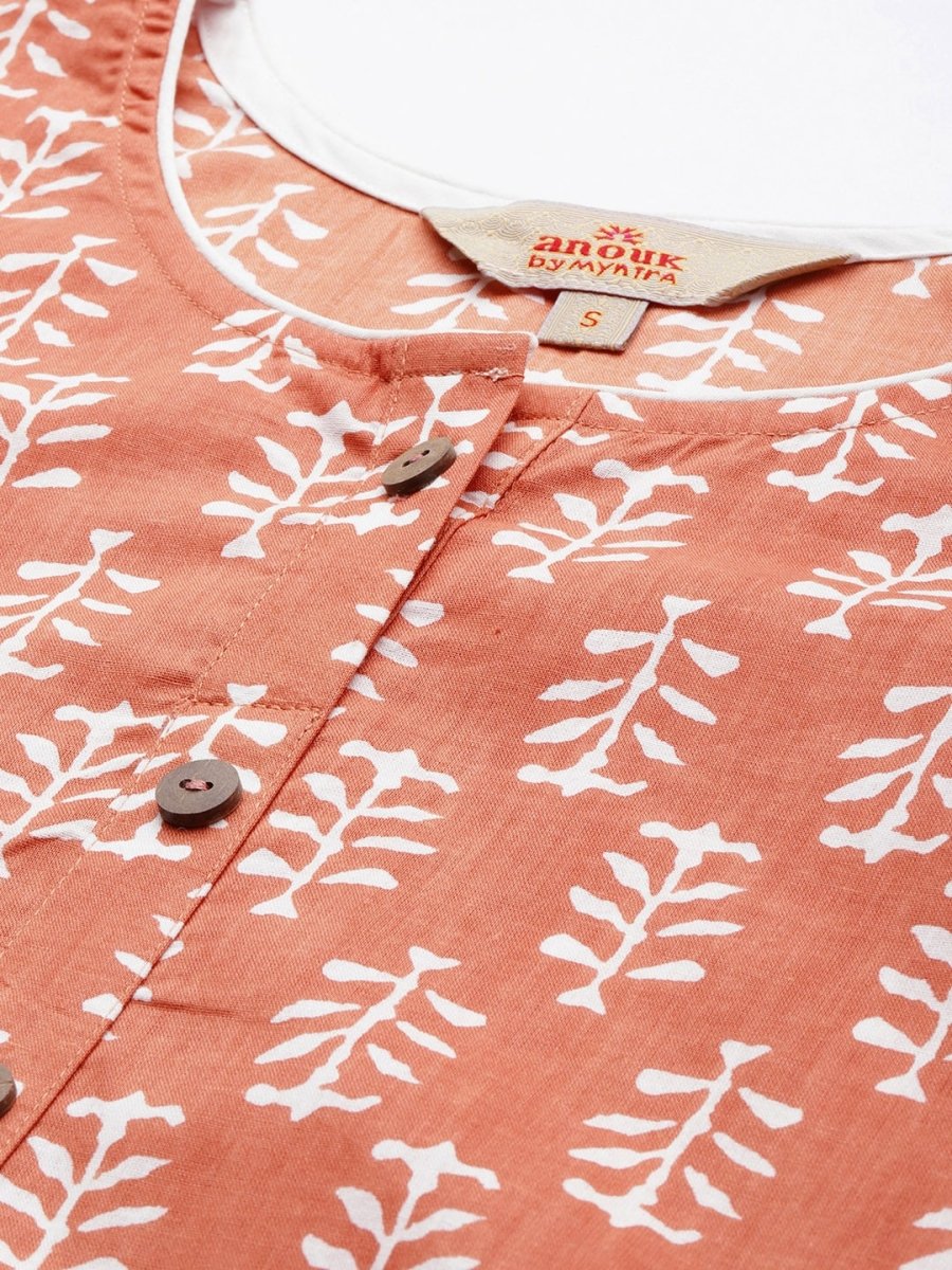 Anouk Ethnic Motifs Printed Pure Cotton Kurta With Palazzos - Distacart