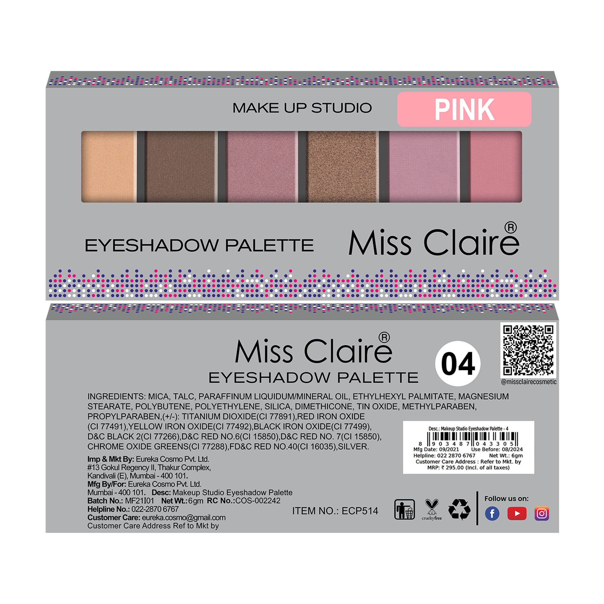 Miss Claire Makeup Studio Eyeshadow Palette - 4
