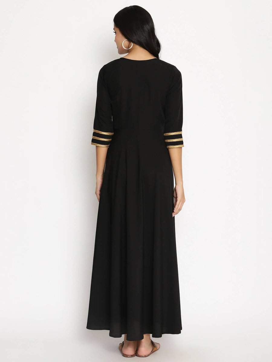 Ahalyaa Women's Black Crepe Printed Kurta - Distacart