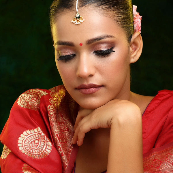 Ruby Raang Gold Kundan Maang Tikka