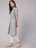 Thumbnail for Aks Thread Work Chanderi Silk Kurta - Distacart