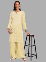 Thumbnail for ADA Ethnic Motifs Embroidered Regular Chikankari Kurta with Palazzos - Distacart