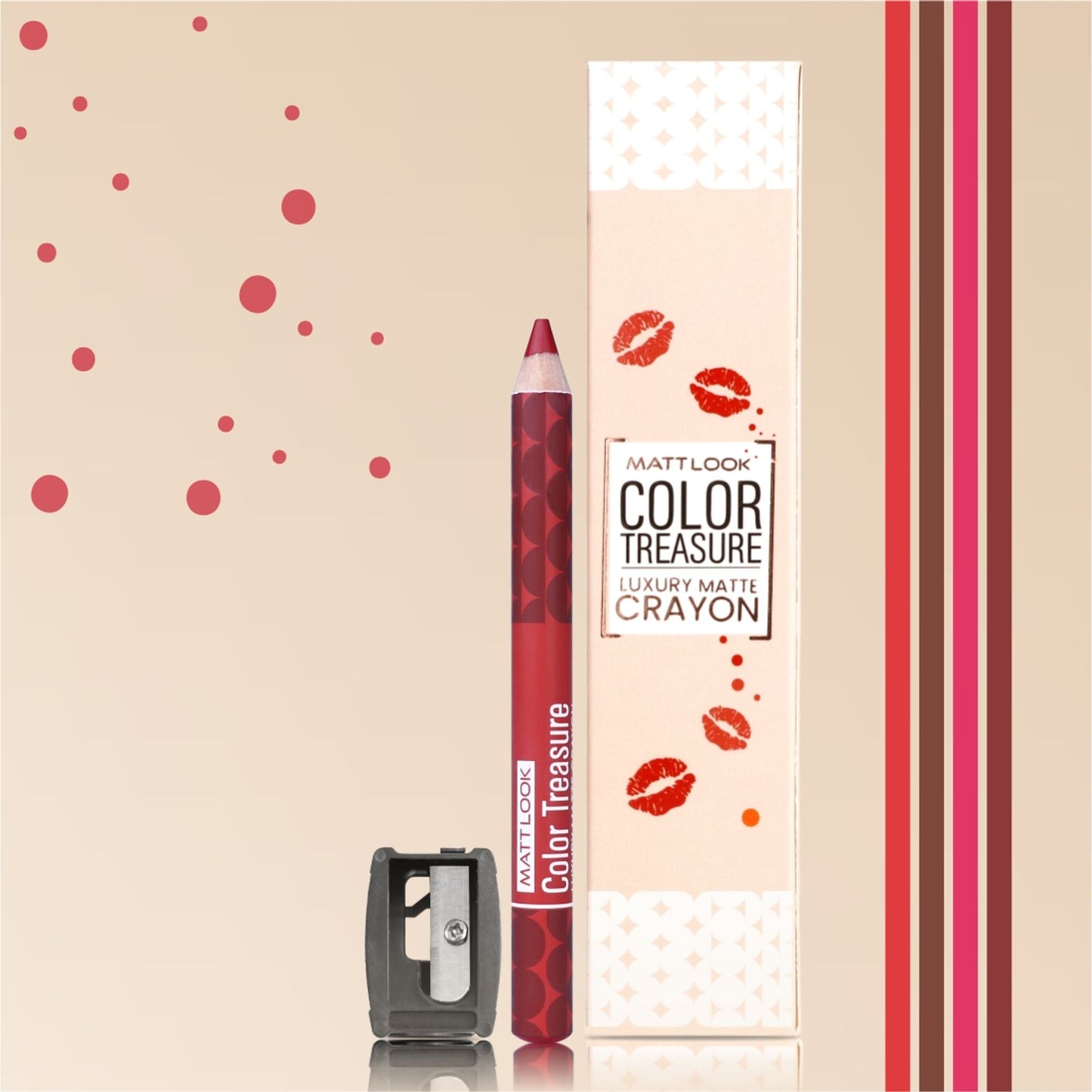 Matt Look Color Treasure Luxury Matte Lip Pencil Crayon - 03 Red Fantasy - Distacart