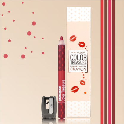 Matt Look Color Treasure Luxury Matte Lip Pencil Crayon - 03 Red Fantasy - Distacart
