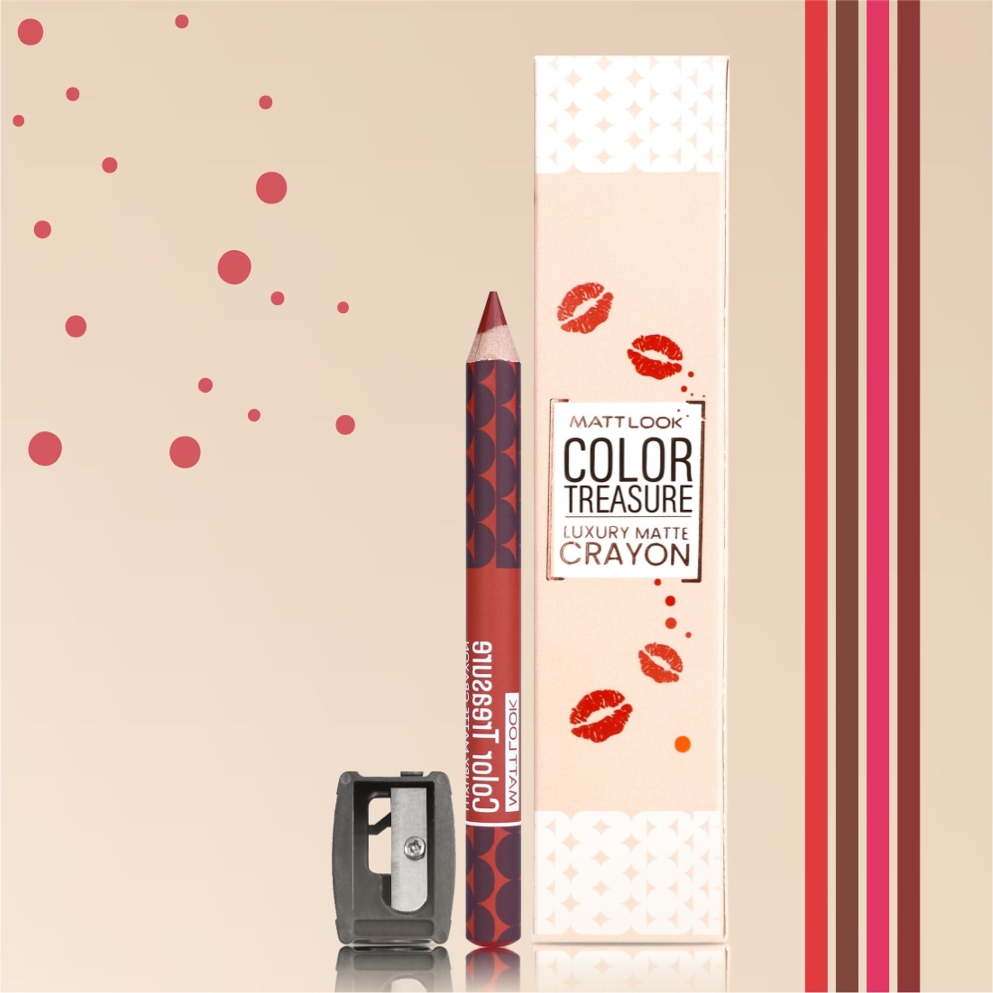 Matt Look Color Treasure Luxury Matte Lip Pencil Crayon - 05 Real Burgundy - Distacart