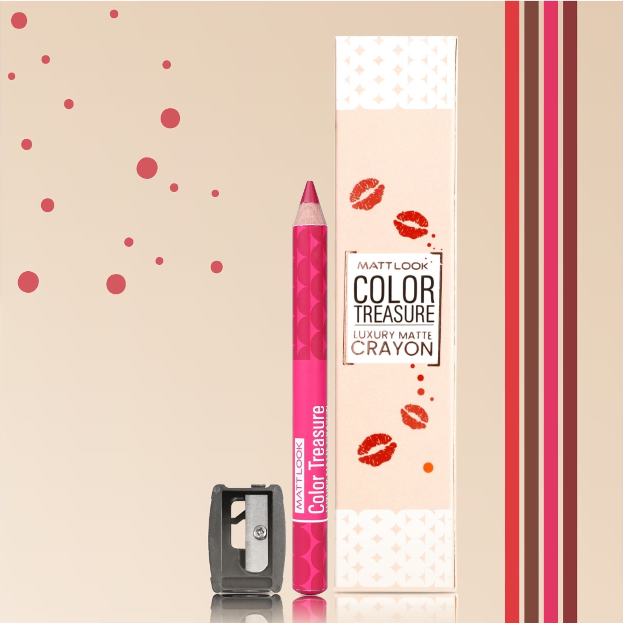 Matt Look Color Treasure Luxury Matte Lip Pencil Crayon - 08 Magenta Flash - Distacart