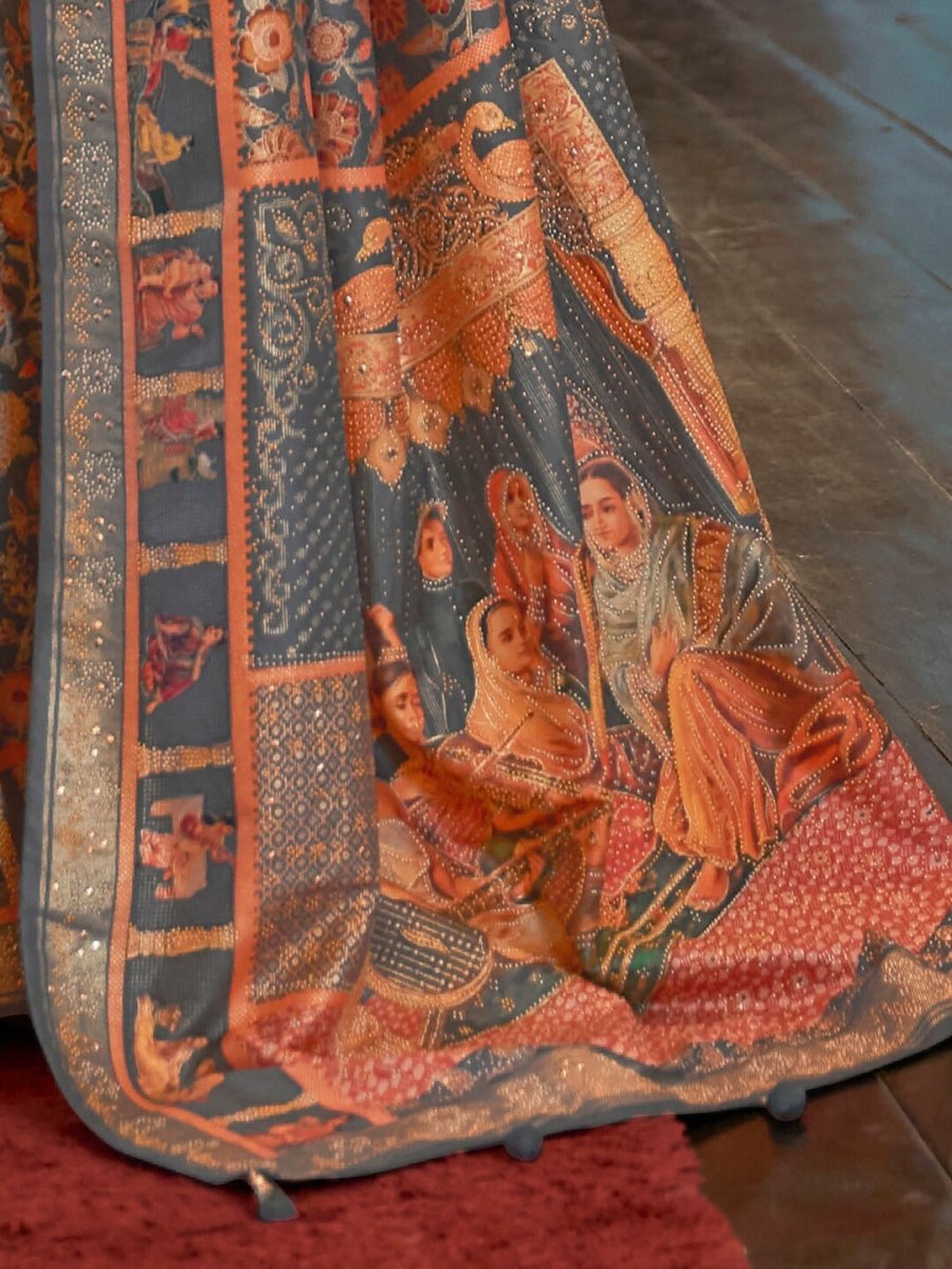 Anouk Ethnic Motifs Printed Beads & Stones Banarasi Saree - Distacart