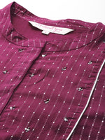 Thumbnail for All About You Striped Pleated Sequinned Pure Cotton Kurta with Trousers - Distacart