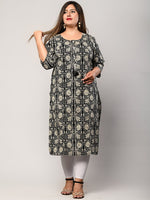 Thumbnail for Swasti Women Black Ethnic Motifs Printed Flared Sleeves Floral Kurta