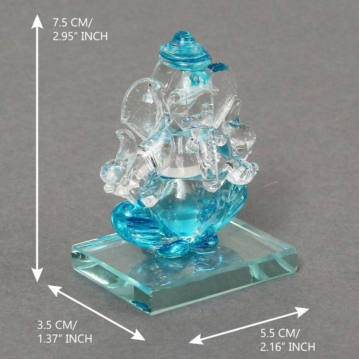 eCraftIndia SkyBlue and Transparent Double Sided Crystal Car Ganesha Showpiece - Distacart