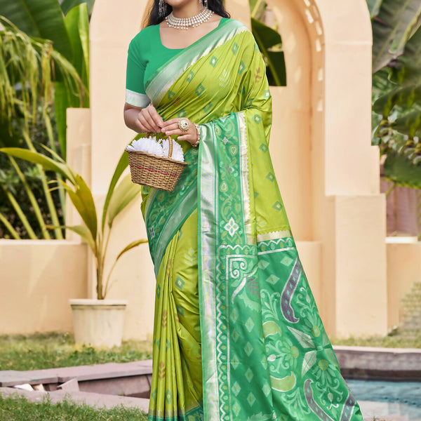 Shree Shyam Fashion Light Green Pochampally Silk Saree - Distacart
