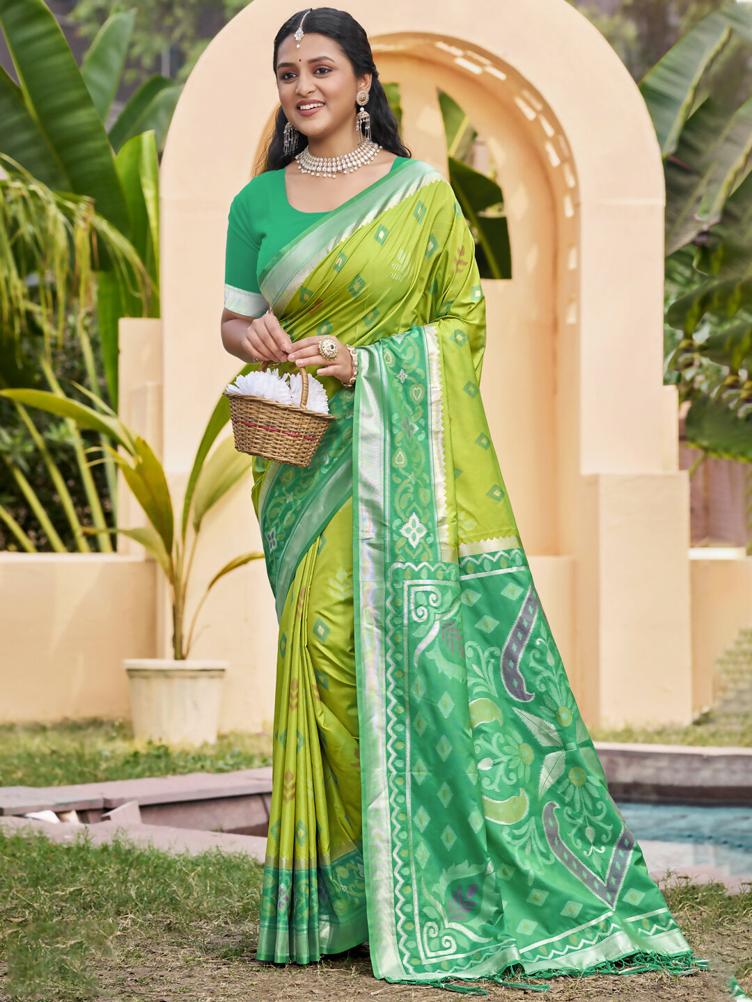 Astita Light Green Pochampally Silk Saree - Distacart