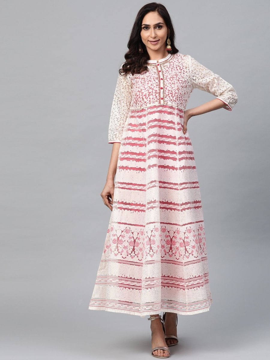 AURELIA Women Layered Printed Maxi Cotton Dress - Distacart