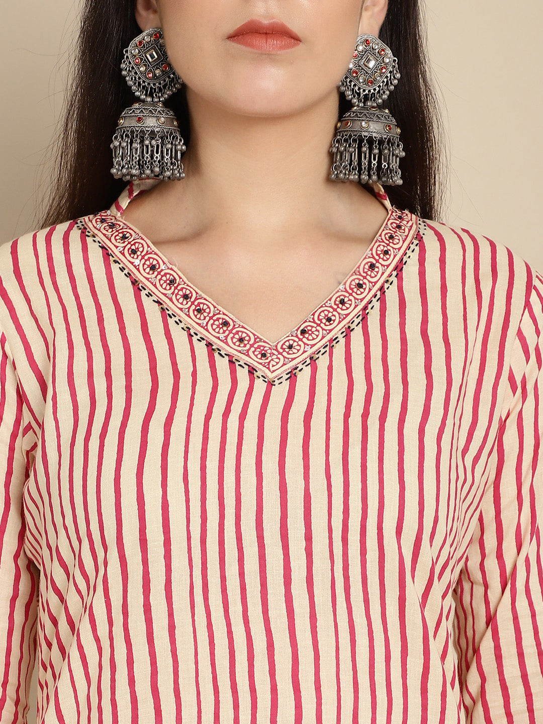 Kalini Striped Pure Cotton Kurta with Harem Pants & With Dupatta - Distacart