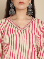 Thumbnail for Kalini Striped Pure Cotton Kurta with Harem Pants & With Dupatta - Distacart