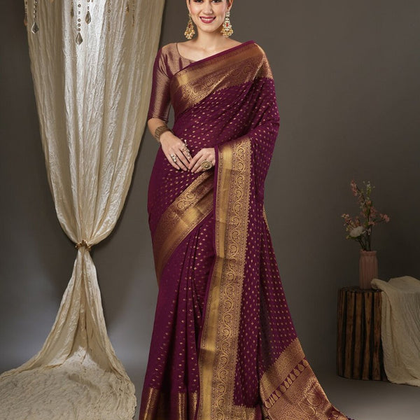 Anouk Ethnic Motifs Zari Pure Georgette Kanjeevaram Saree - Distacart
