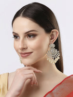 Thumbnail for NVR Women Gold-Plated Kundan Chandbali Earrings - Distacart