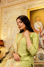 Thumbnail for The52 Lemons Women's Beautiful Viscose Shimmer Fabric Embroidered Work Straight Kurta Pant and Dupatta Set - Distacart
