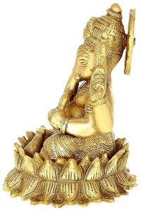 Thumbnail for Umi Brass Lord Ganesha Sitting On Lotus - Distacart