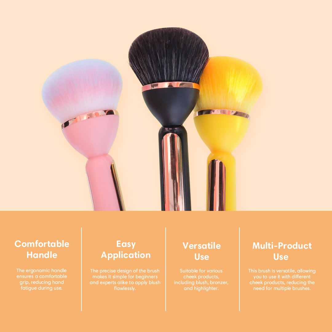 Gleva Multipurpose Professional Powder & Blush Cheek Brush - Black - Distacart