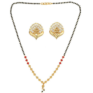 AanyaCentric Gold Plated Short Mangalsutra Set with Earrings - Distacart