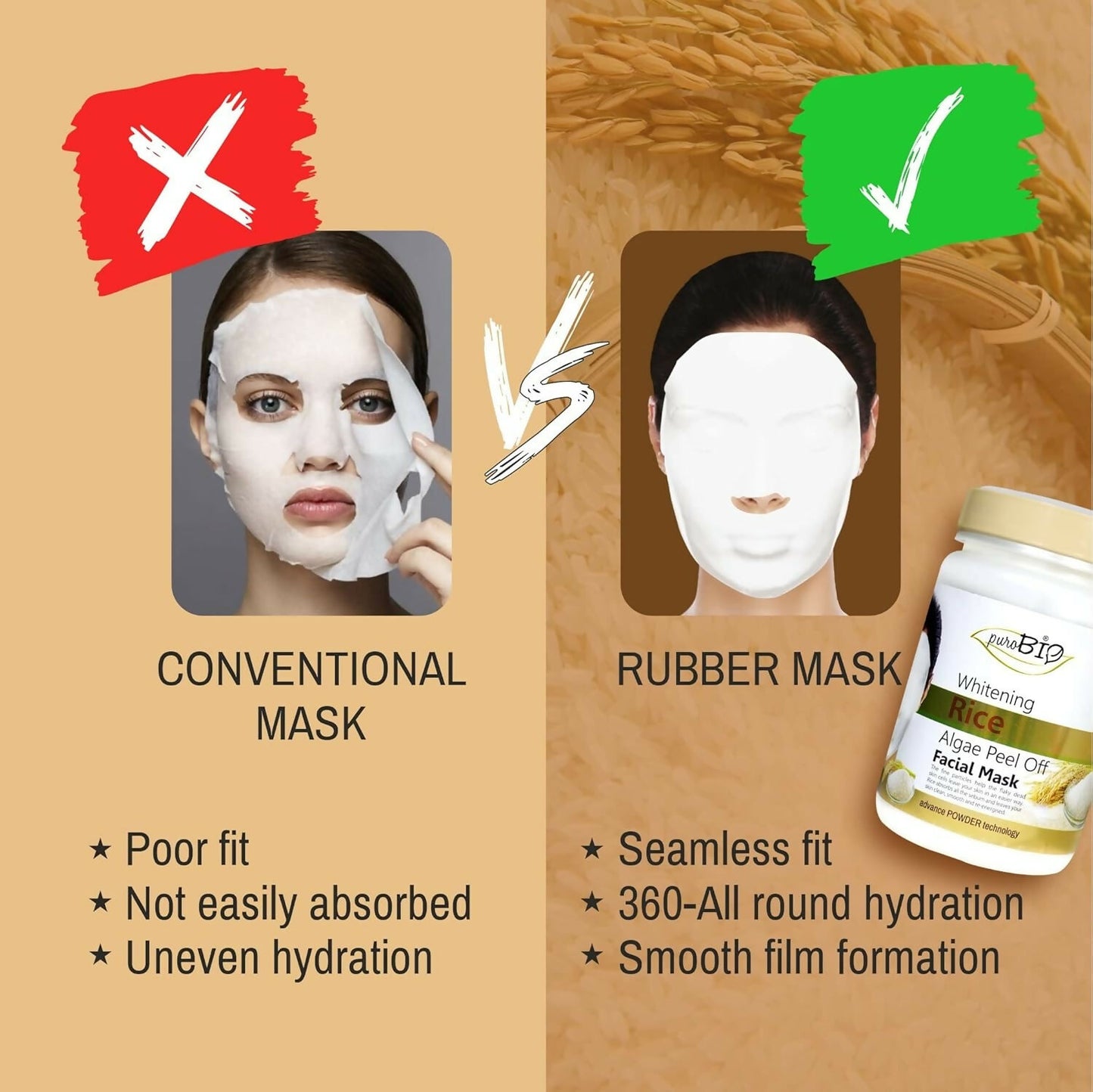 Purobio Algae Peel off Face Mask Whitening Rice Facial Mask - Distacart