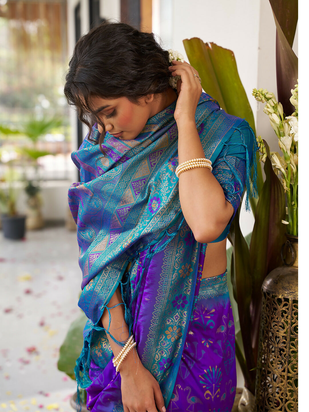 Astita Violet Soft Silk Saree - Distacart