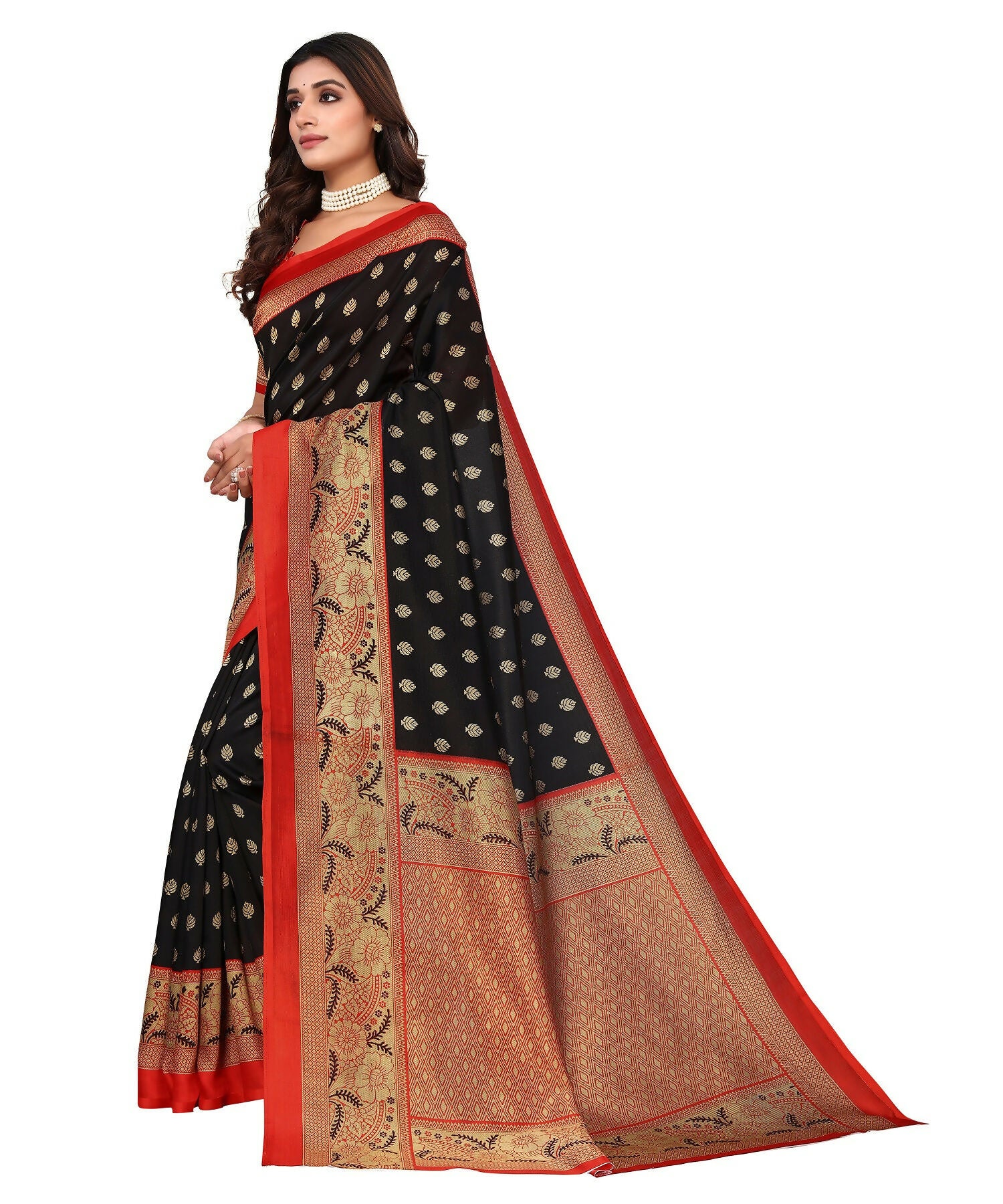 Vamika Black Printed Art Silk Saree - Distacart